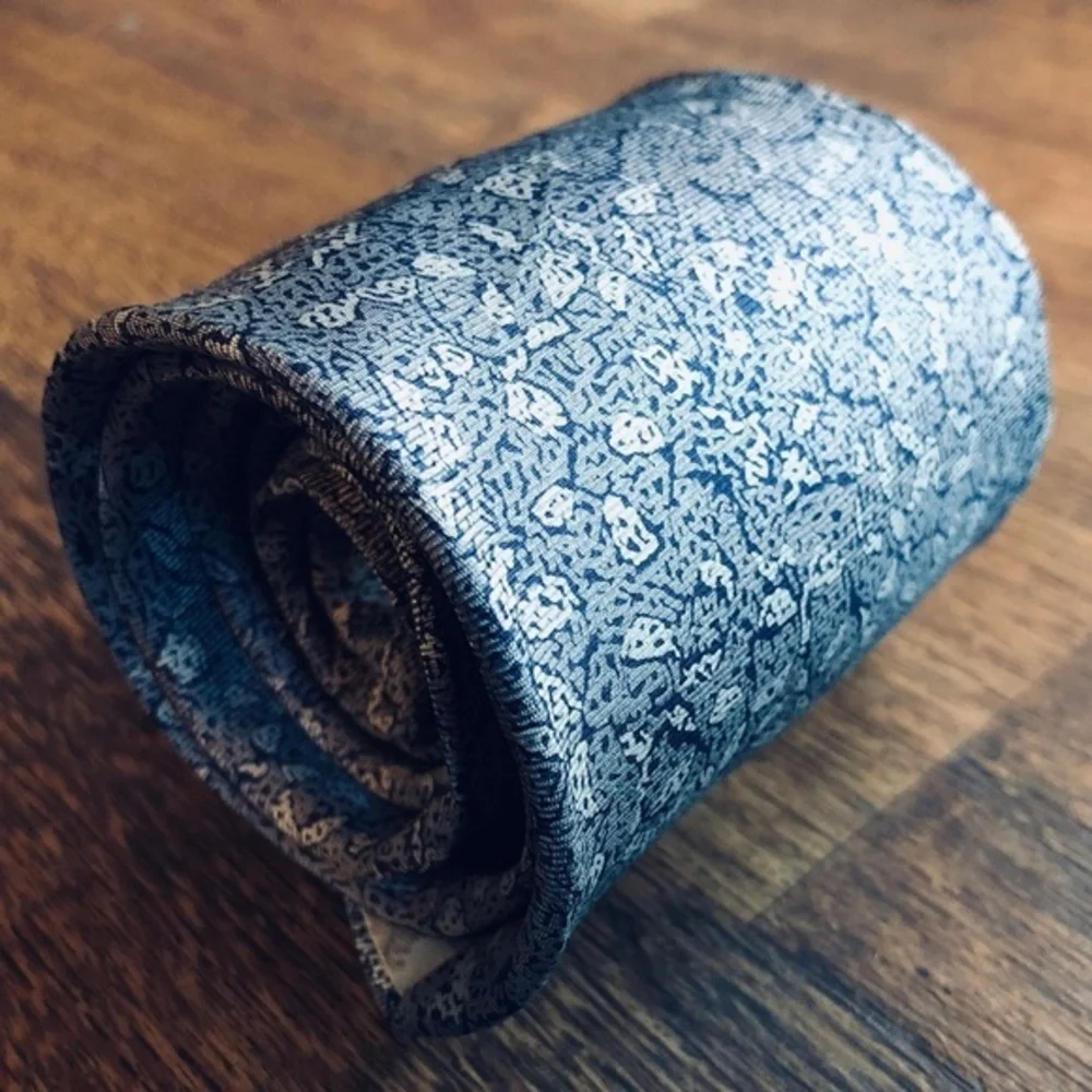 Mila Schön Blue & White Floral Silk Tie